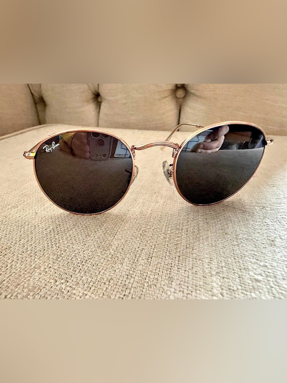 Ray-Ban RB3447 Round Metal Sunglasses 9202/B1 – Rose Gold – Discontinued